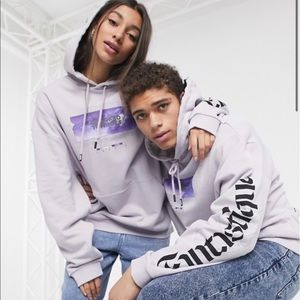 Crooked Tongues unisex oversized hoodiewashed gray